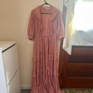 Jen’s Pirate Booty x Free People Dusty Rose Ruffle Maxi Duster XS/S
